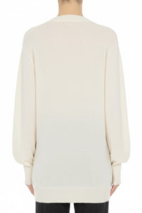 Pull en laine avec broderies florales - White