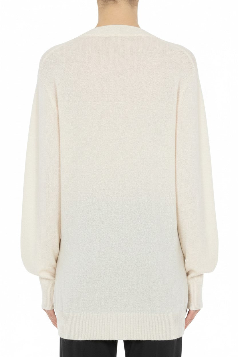 Pull en laine avec broderies florales - White