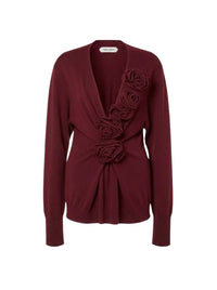 Pull en laine avec broderies florales - Red