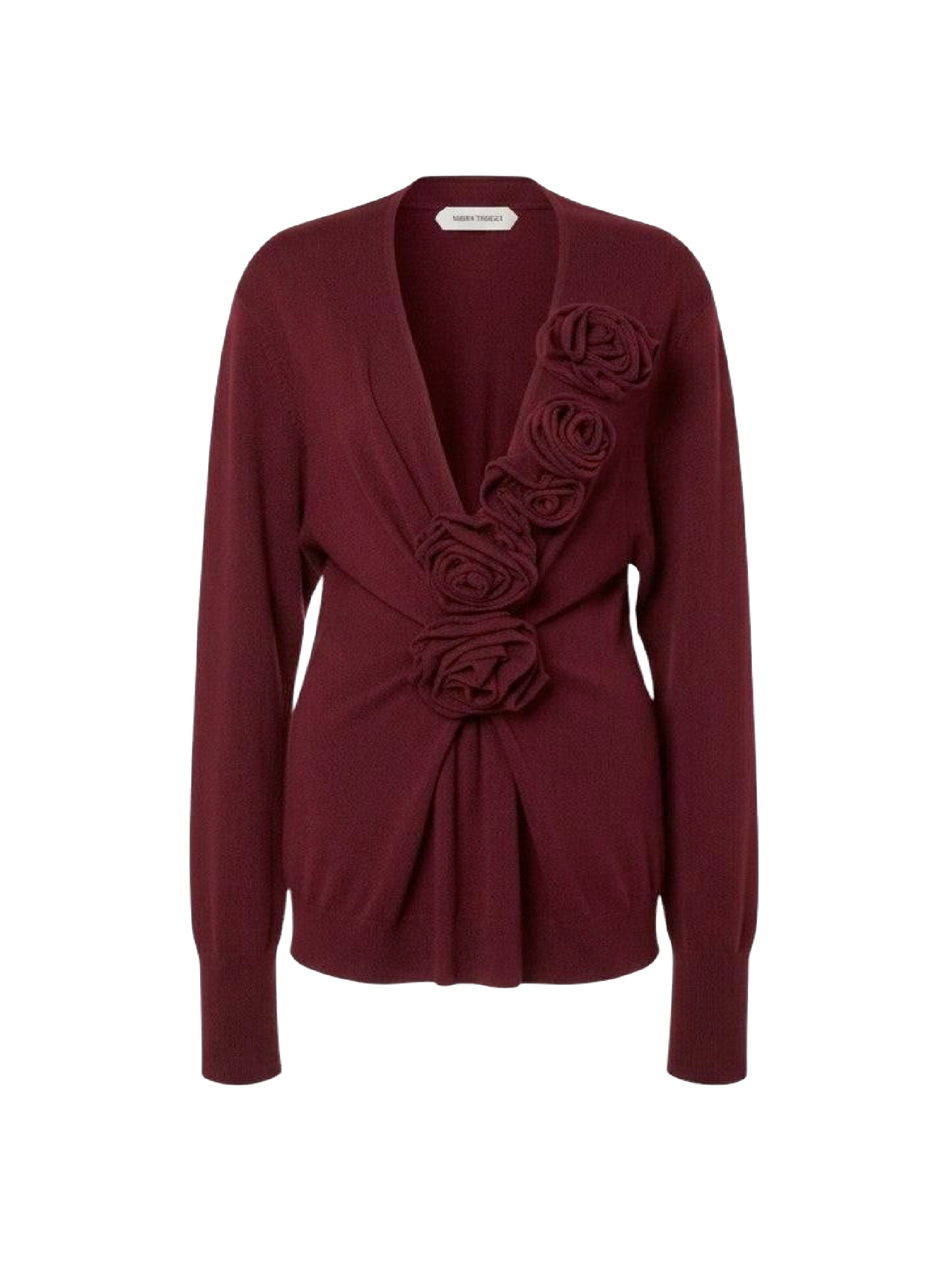 Pull en laine avec broderies florales - Red