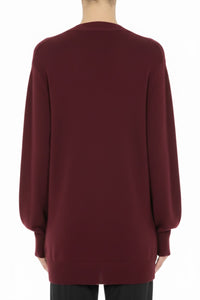Pull en laine avec broderies florales - Red