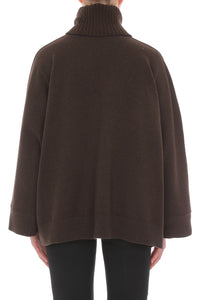 Beaded turtleneck jumper in wool - Brown