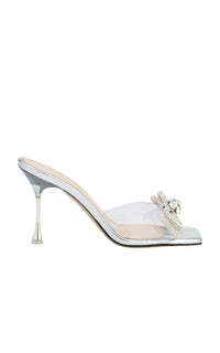 Double Bow 95 rhinestone mules - Clear
