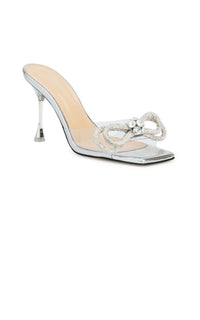 Double Bow 95 rhinestone mules - Clear