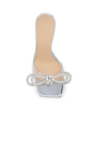 Double Bow 95 rhinestone mules - Clear