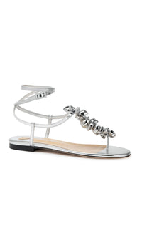 Puffy Heart sandals in mirrored leather & rhinestones - Silver