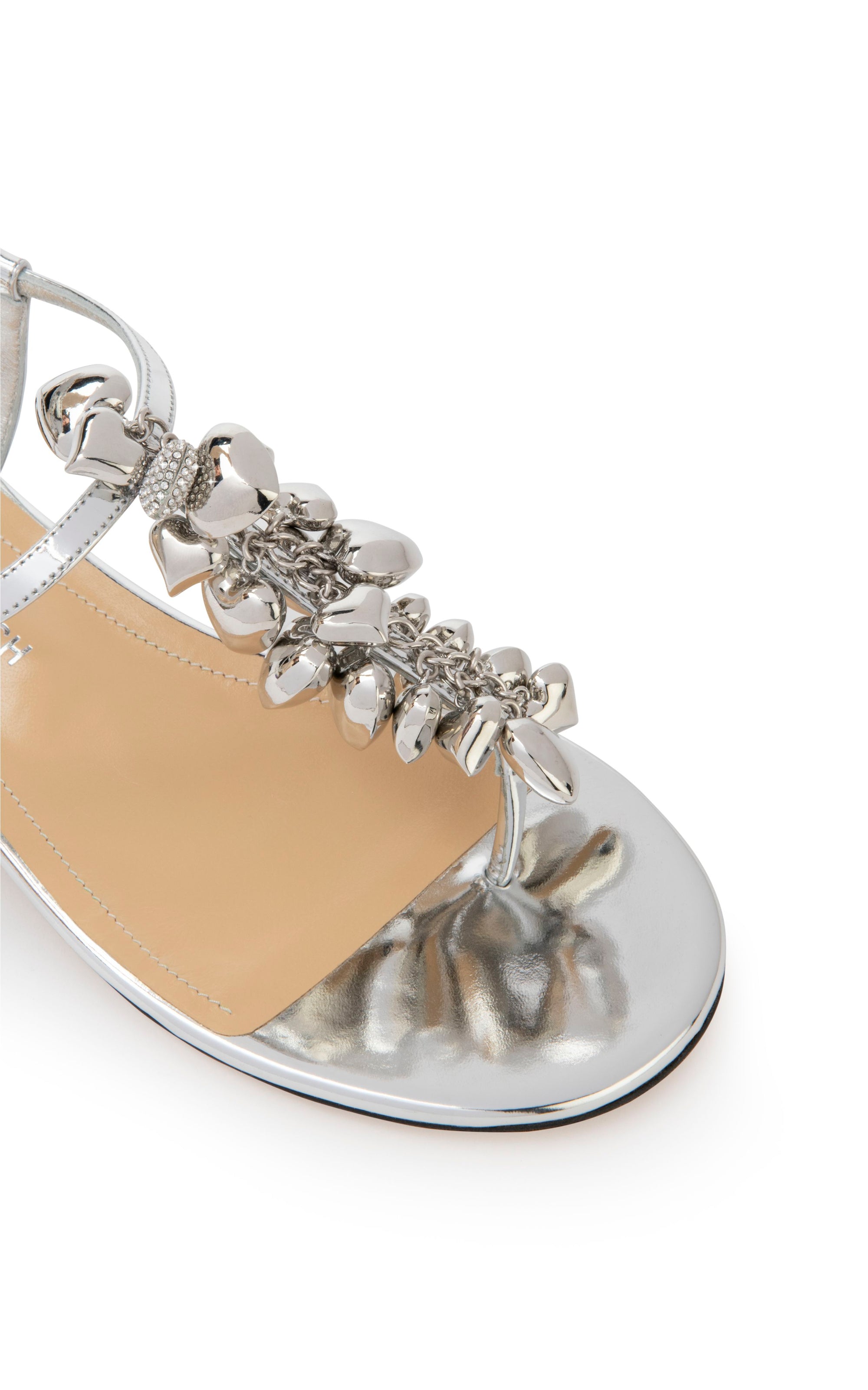 Puffy Heart sandals in mirrored leather & rhinestones - Silver
