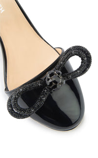 Double Bow 85 pumps in patent leather & rhinestones - Black