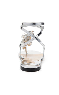 Puffy Heart sandals in mirrored leather & rhinestones - Silver