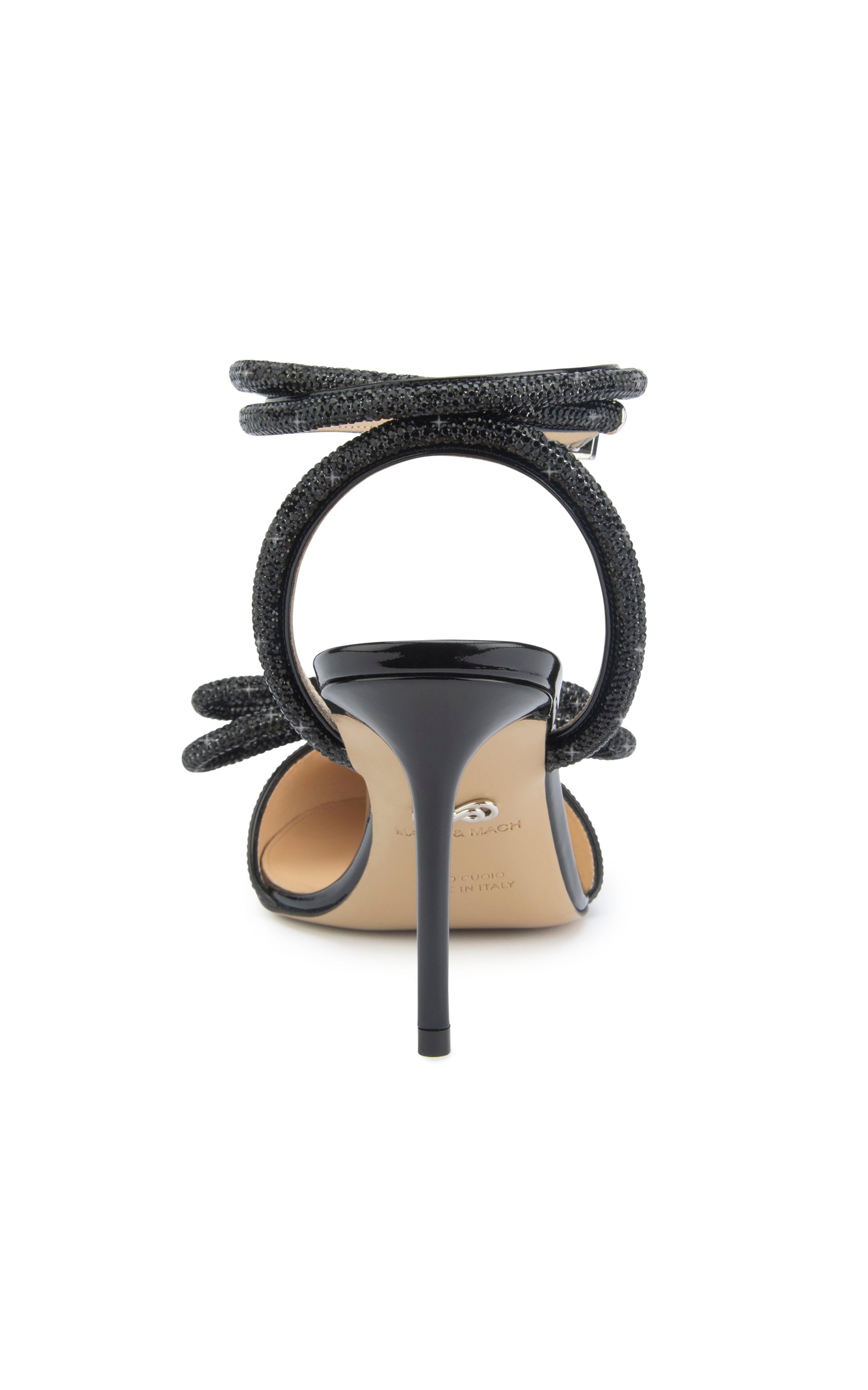 Double Bow 85 pumps in patent leather & rhinestones - Black