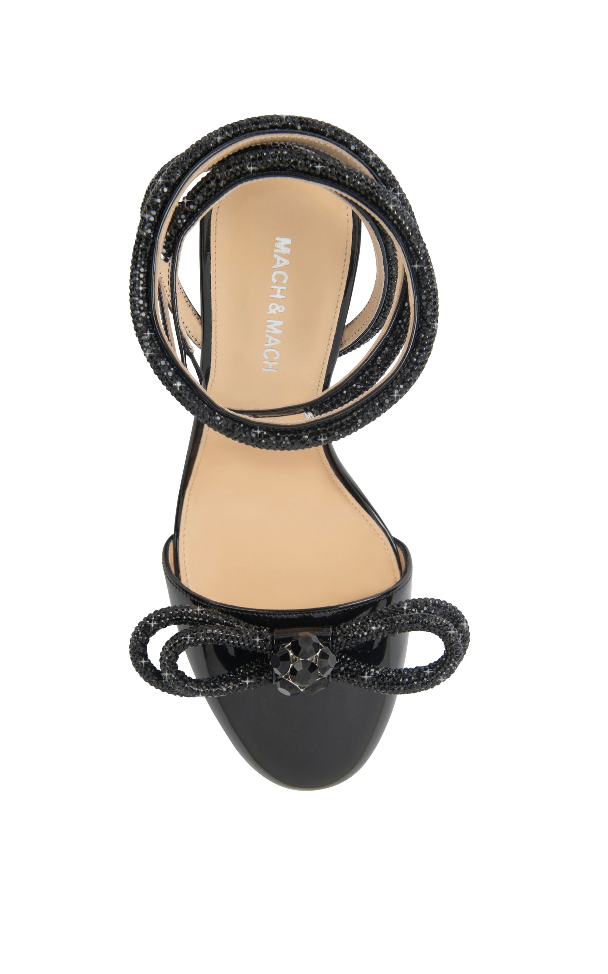 Double Bow 85 pumps in patent leather & rhinestones - Black