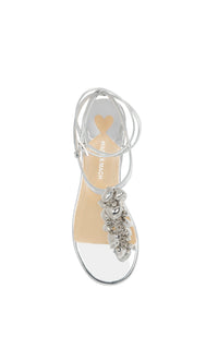 Puffy Heart sandals in mirrored leather & rhinestones - Silver