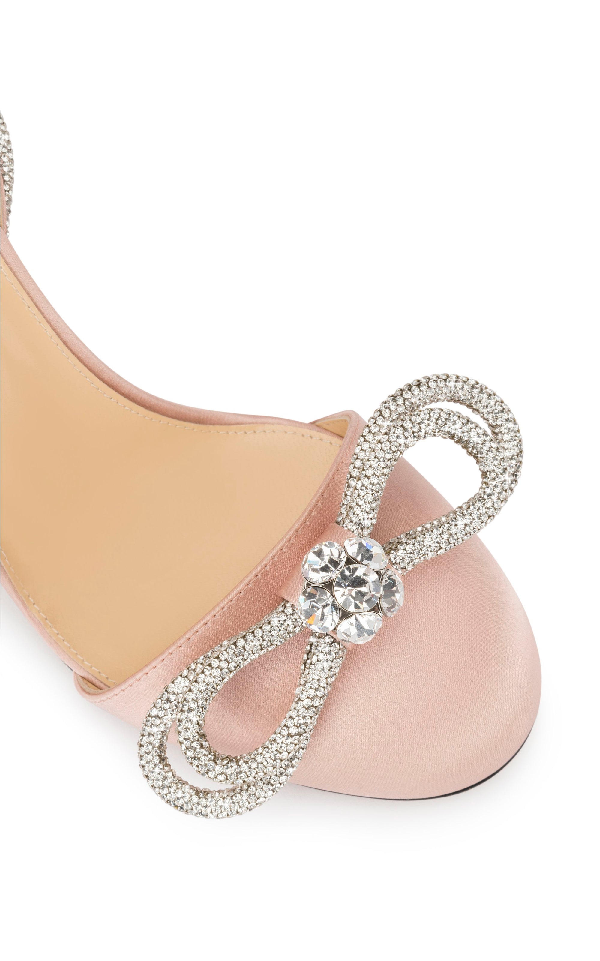 Double Bow 85 strappy pumps in satin & strass - Nude