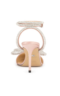 Double Bow 85 strappy pumps in satin & strass - Nude