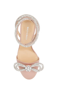 Double Bow 85 strappy pumps in satin & strass - Nude