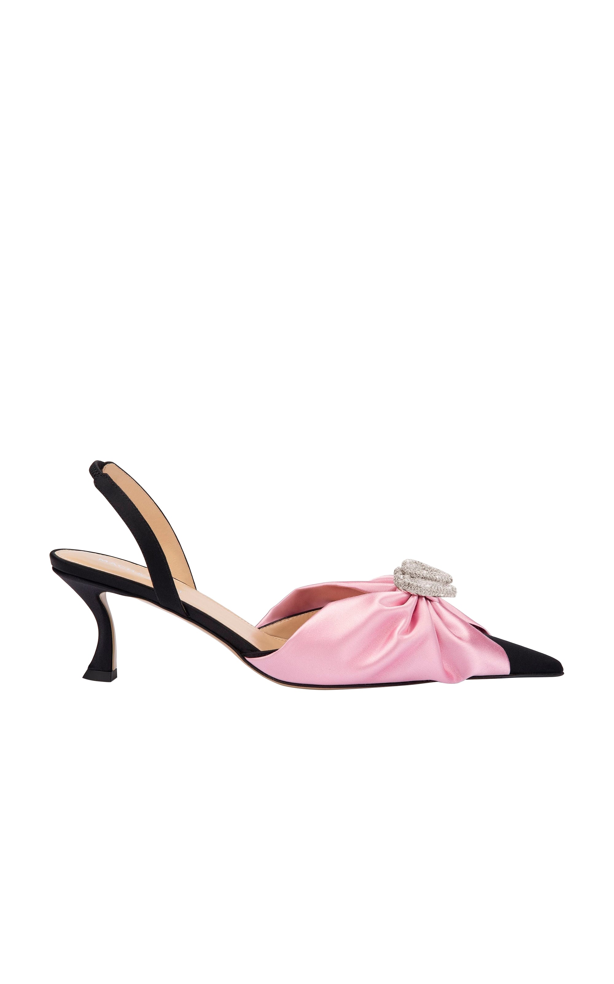 Double Heart 65 Slingback with rhinestones - Black & Pink