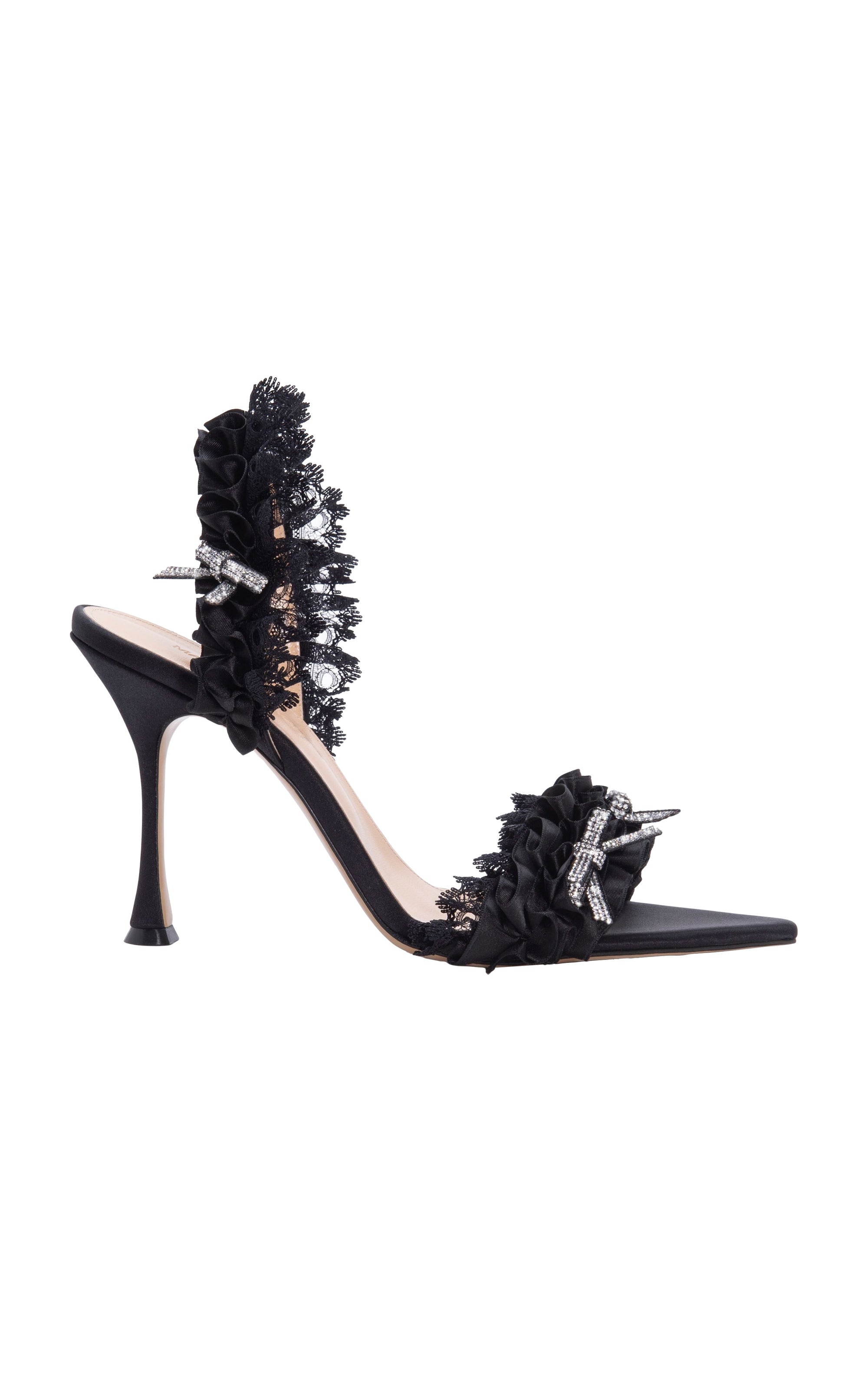 Antoinette 100 silk & strass Slingback - Black
