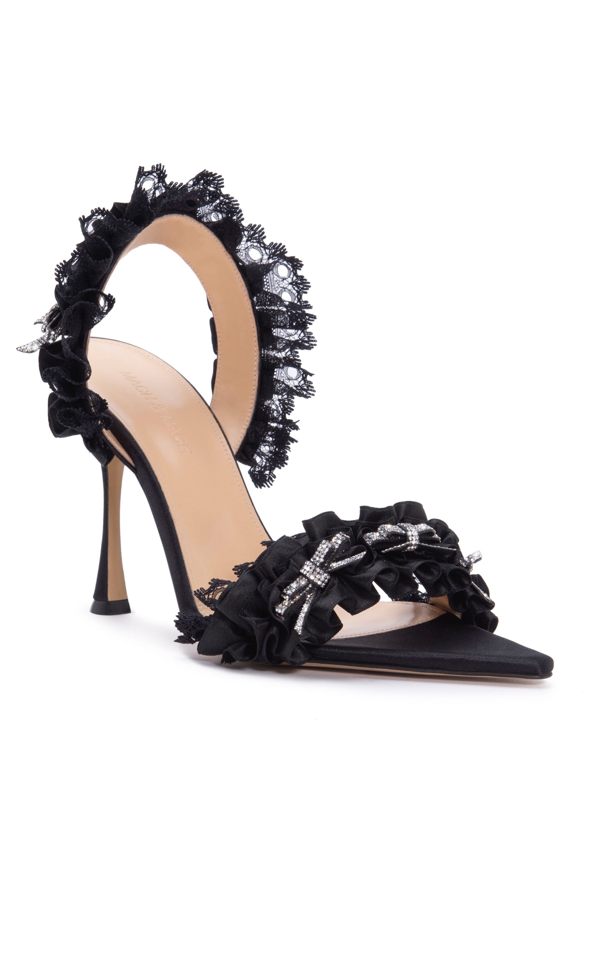 Antoinette 100 silk & strass Slingback - Black