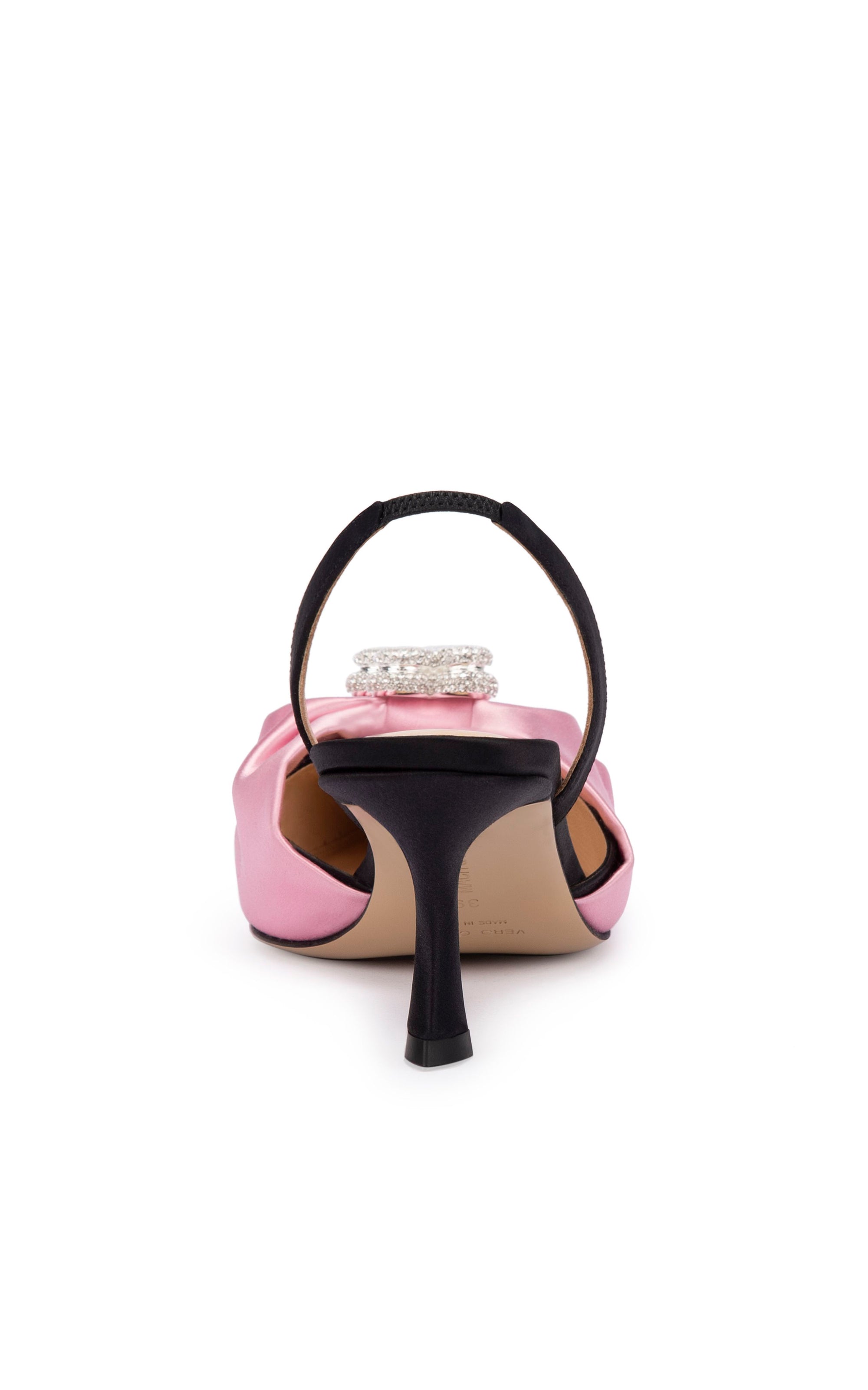 Double Heart 65 Slingback with rhinestones - Black & Pink