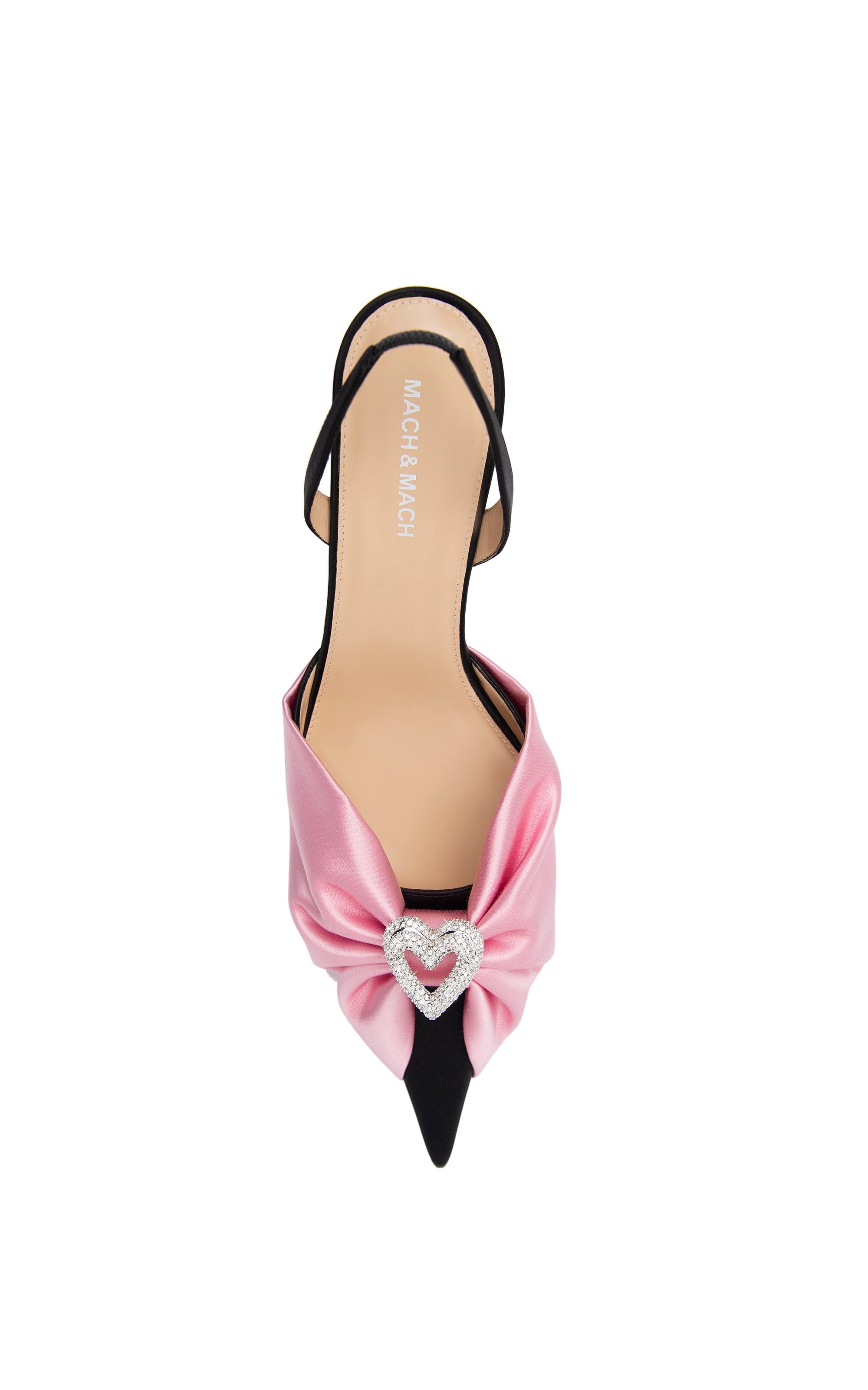 Double Heart 65 Slingback with rhinestones - Black & Pink
