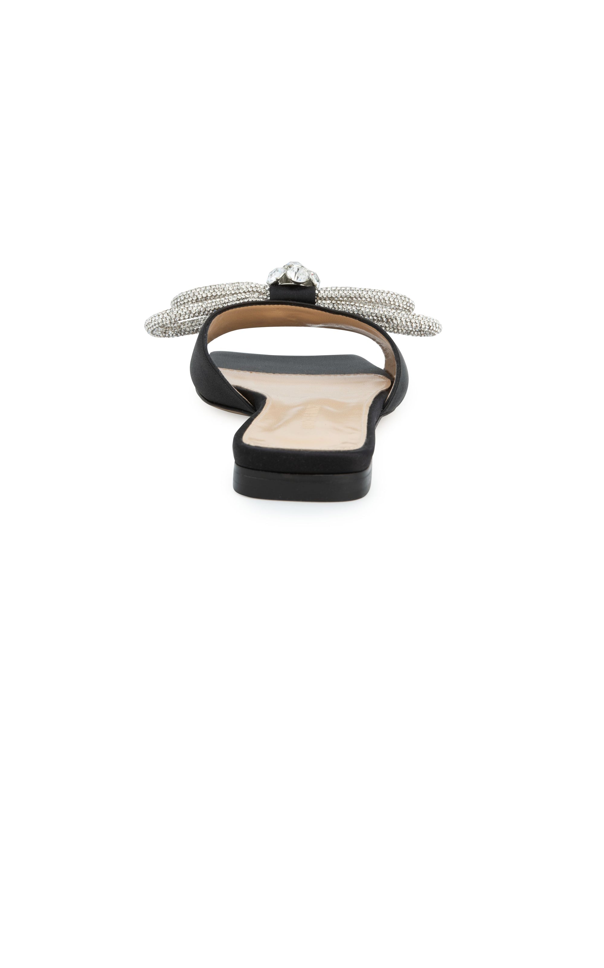 Double Bow silk & rhinestone mules - Black