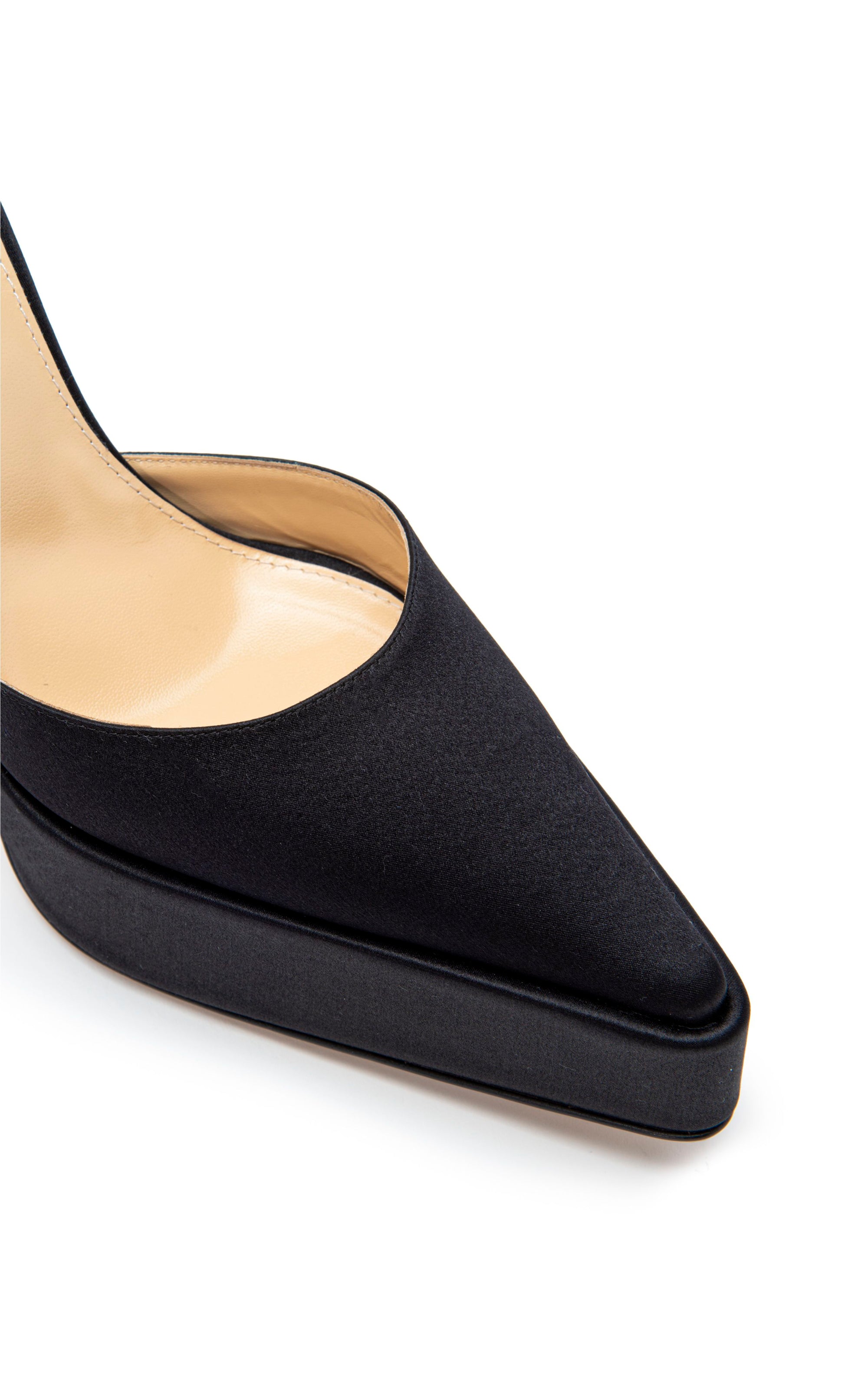 Bow Chain 140 platform pumps in silk & strass - Black