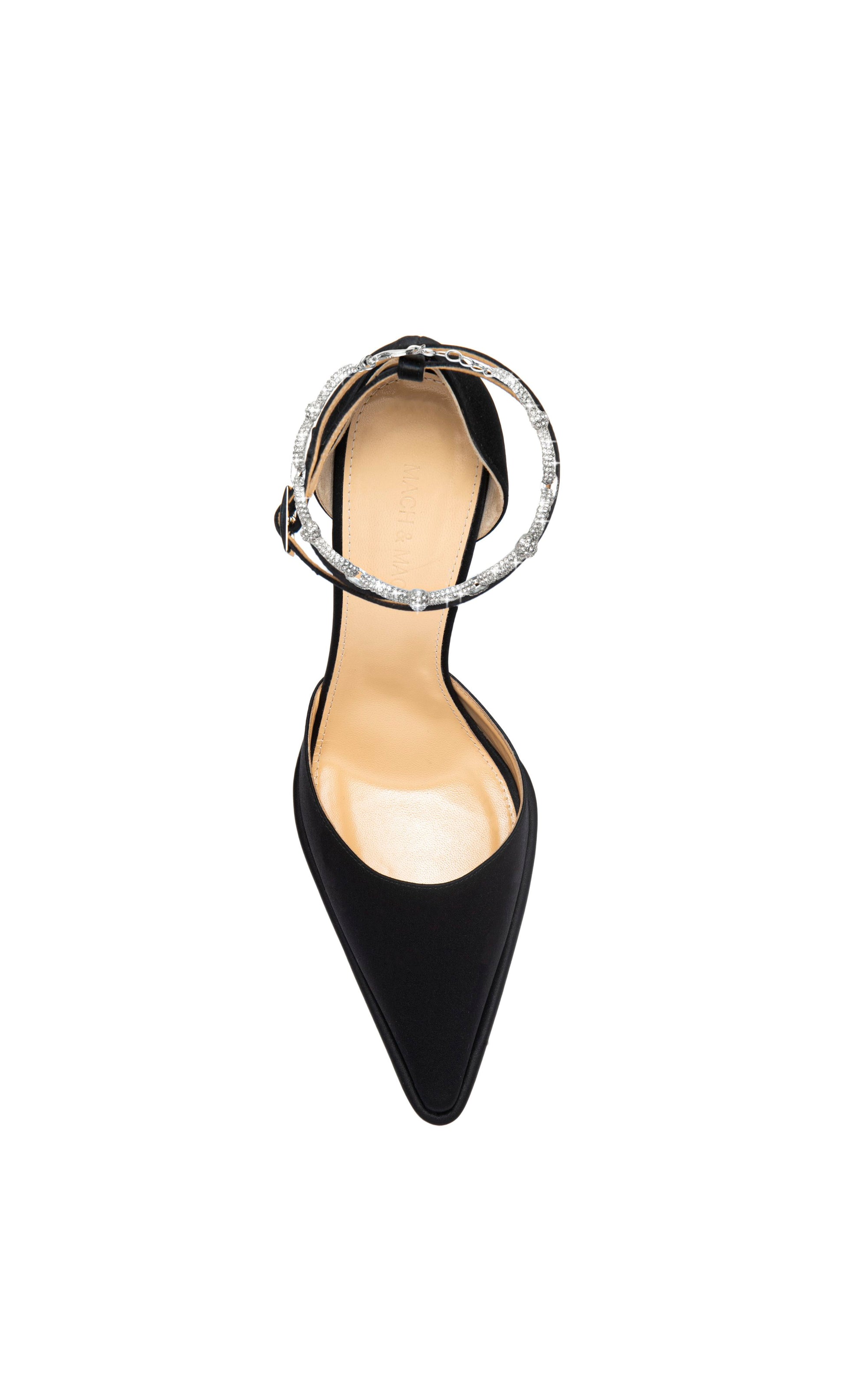 Bow Chain 140 platform pumps in silk & strass - Black