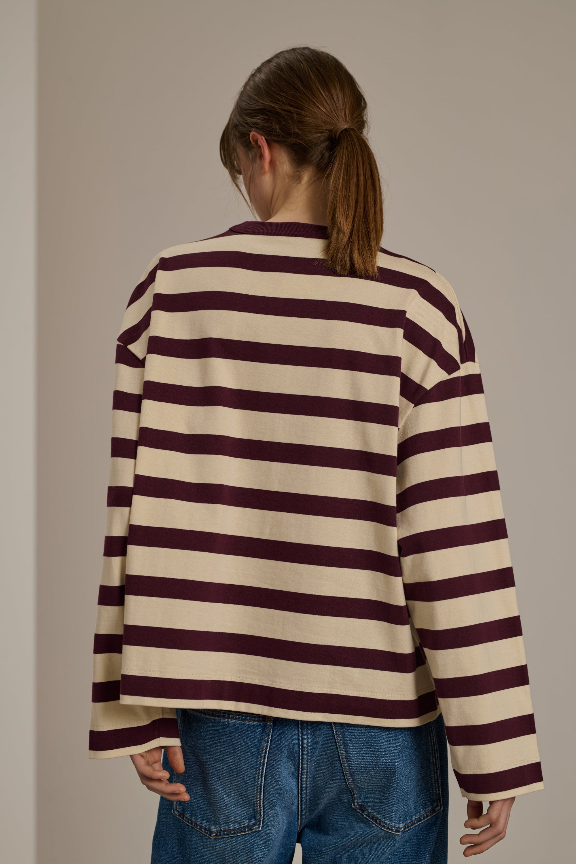 ECRU/PRUNE TSHIRT MANCHES LONGUES ARCHIE