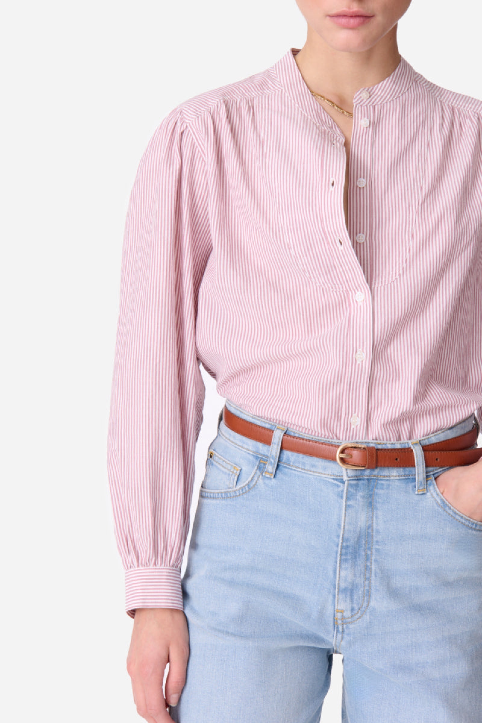 Chouchou Mao-collar blouse - Blush