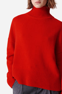 Pull Malo en laine et yack mélangés - Coquelicot