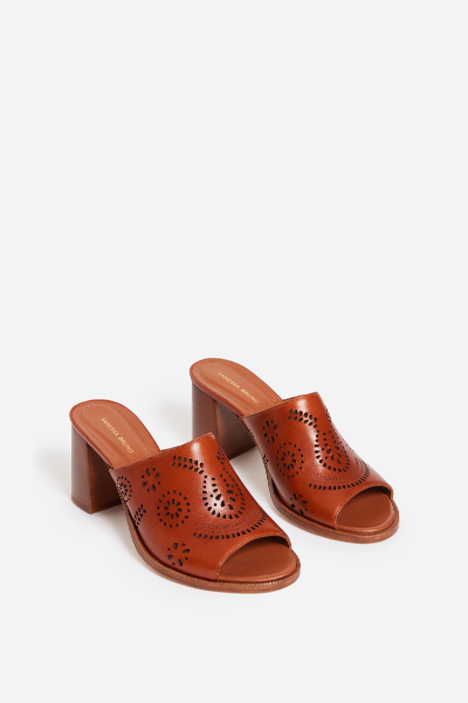 10 QTY RELIQUAT 120 // COGNAC / Mules en Cuir à Tannage Végétal - COGNAC