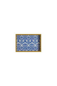 RECO PRIX : 59,5 // Rectangular Tray Damask Design Blue Natural