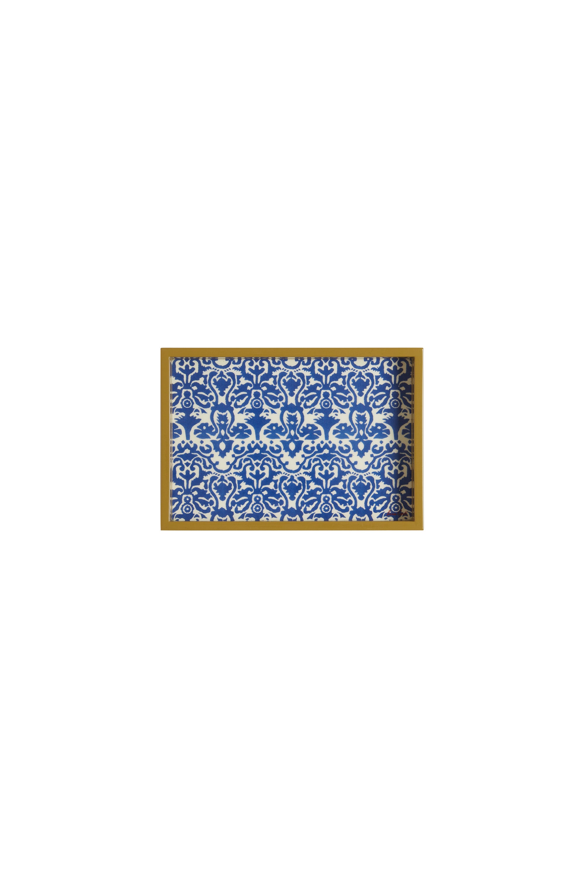 RECO PRIX : 59,5 // Rectangular Tray Damask Design Blue Natural