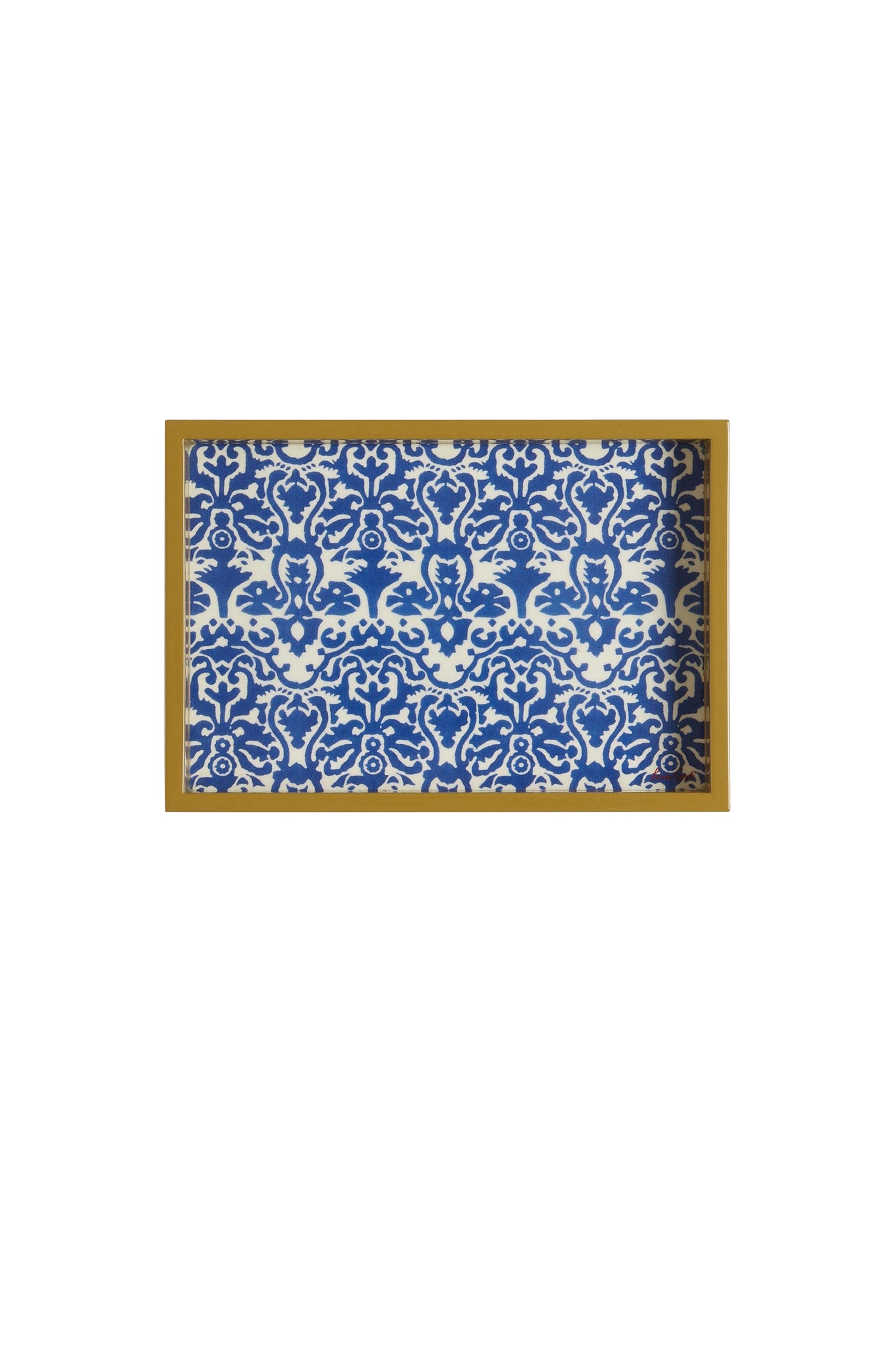 Rectangular Tray – Damask Design – Blue