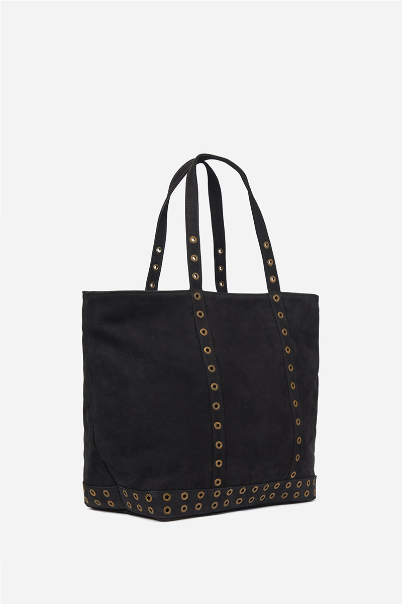 Cabas L en cuir - Noir
