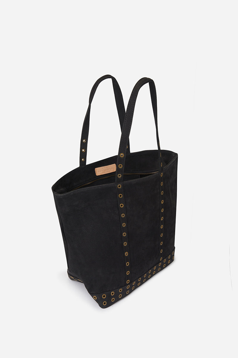 Cabas L en cuir - Noir