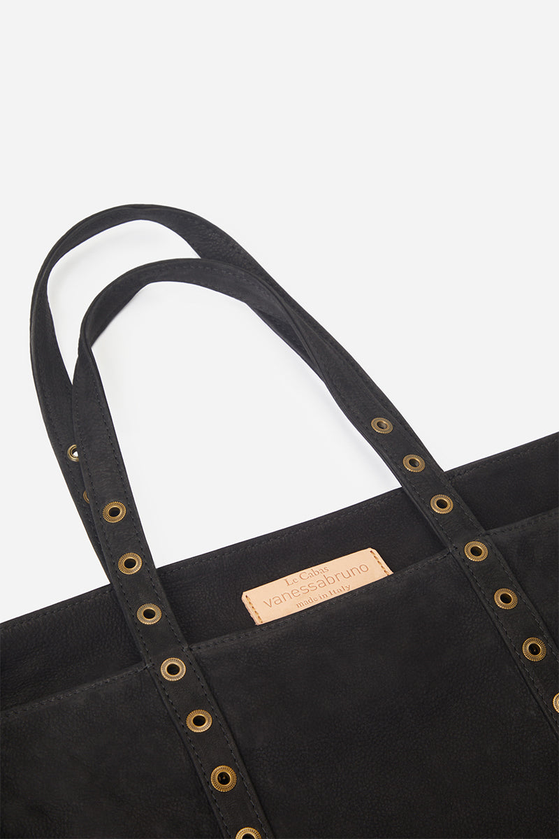 Cabas L en cuir - Noir