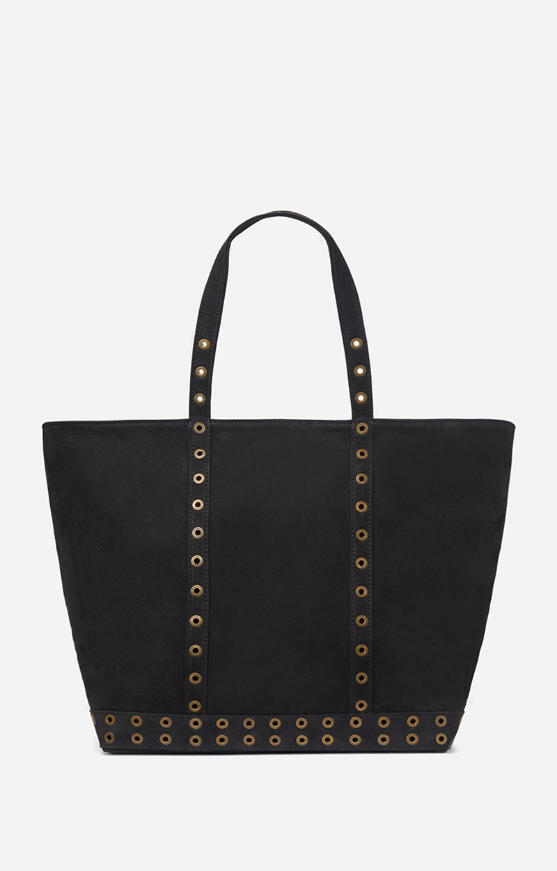 Cabas L en cuir - Noir