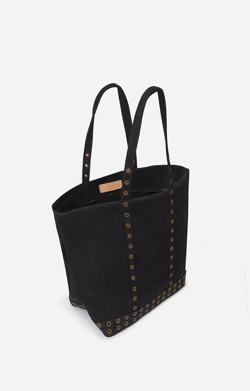 Cabas L en cuir - Noir