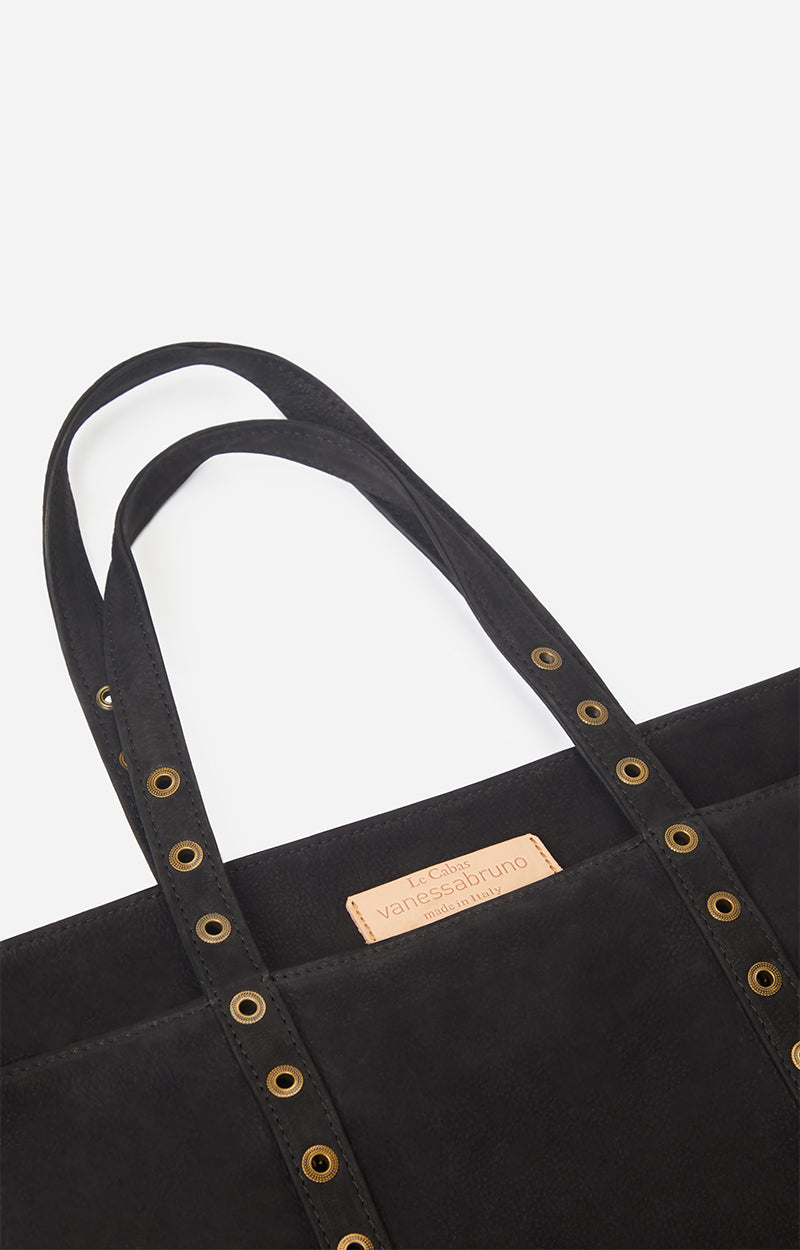 Cabas L en cuir - Noir
