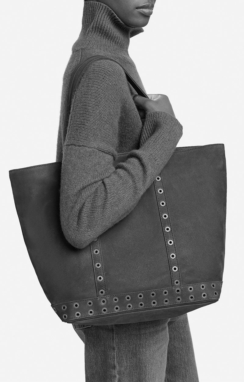 Cabas L en cuir - Noir