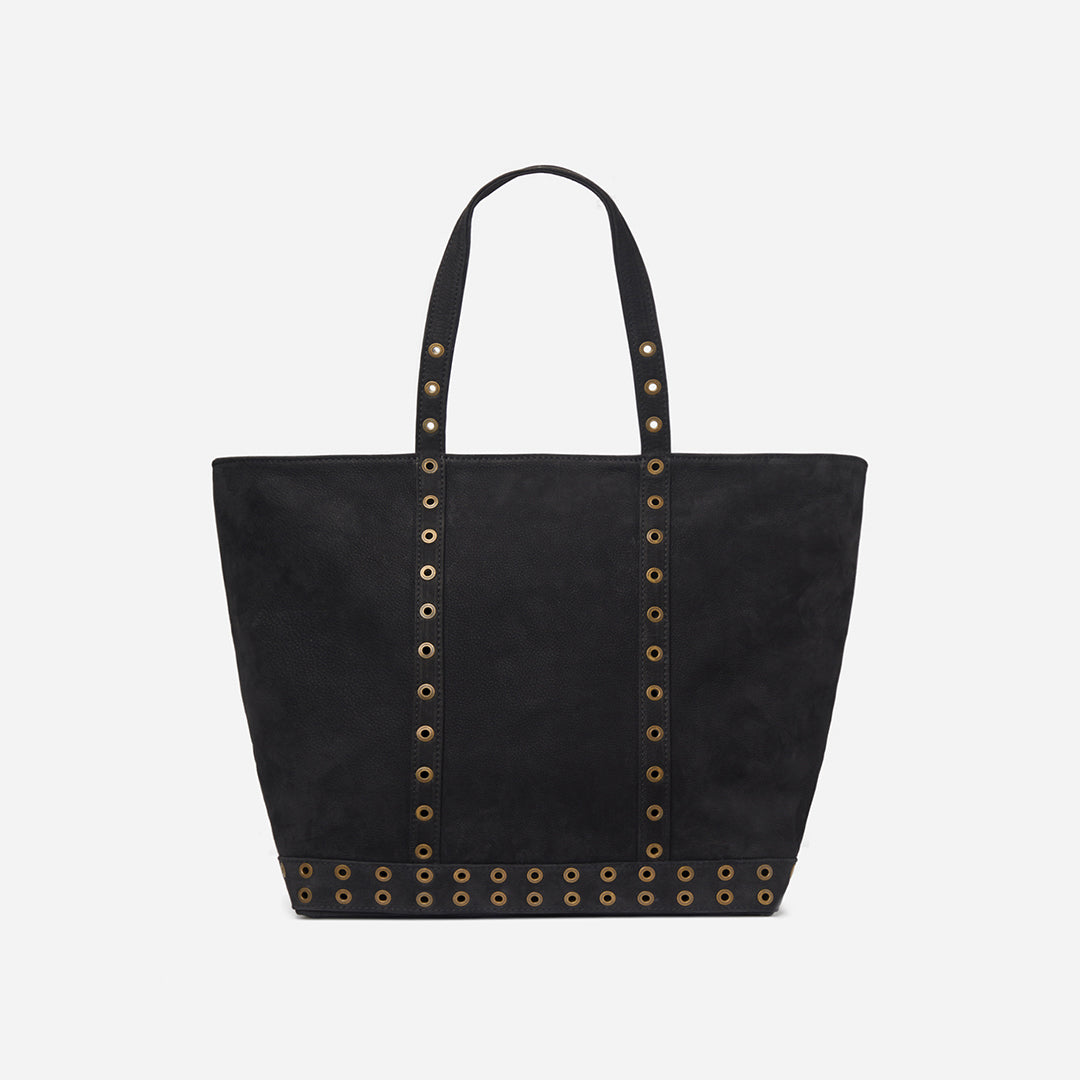 Cabas L en cuir - Noir