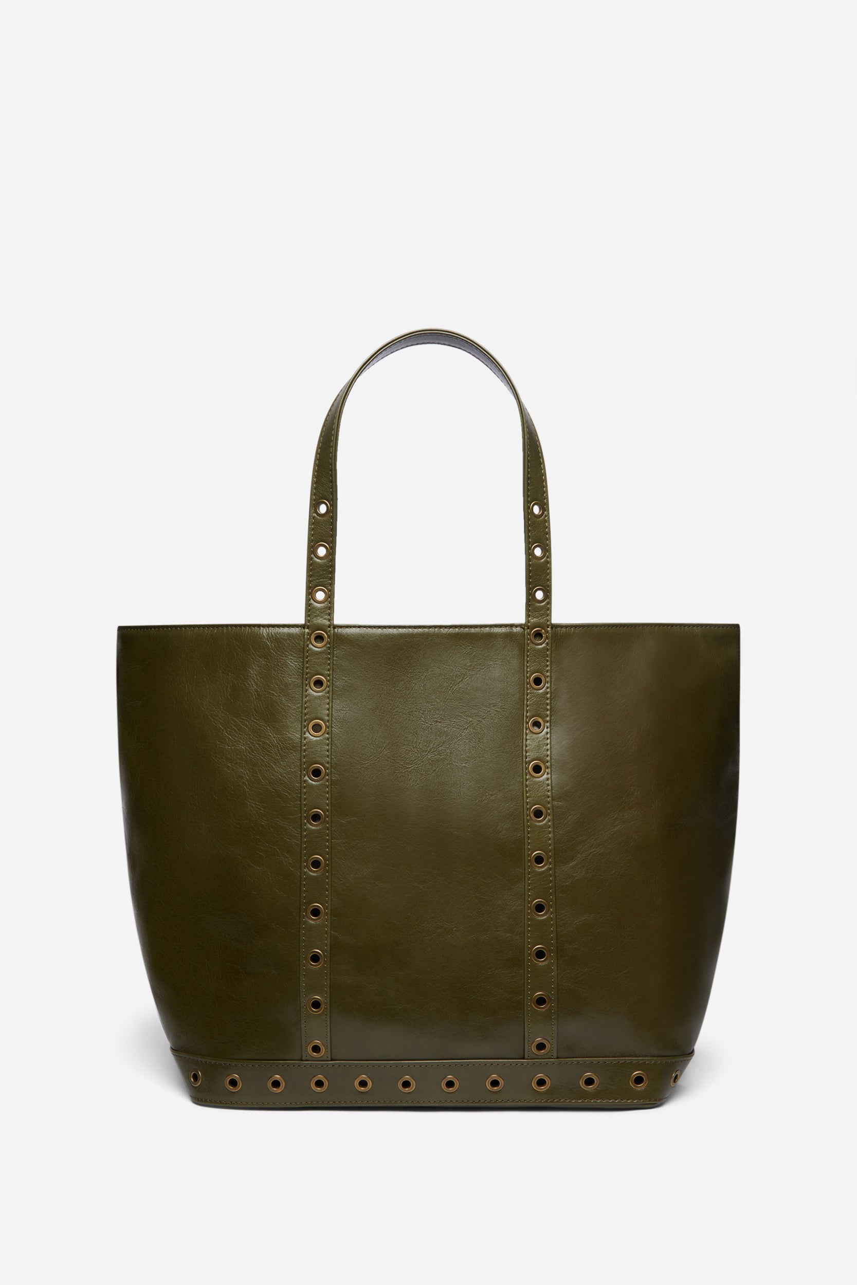 2 QTY NEW // KAKI / Cabas L en Cuir Craquelé - KAKI