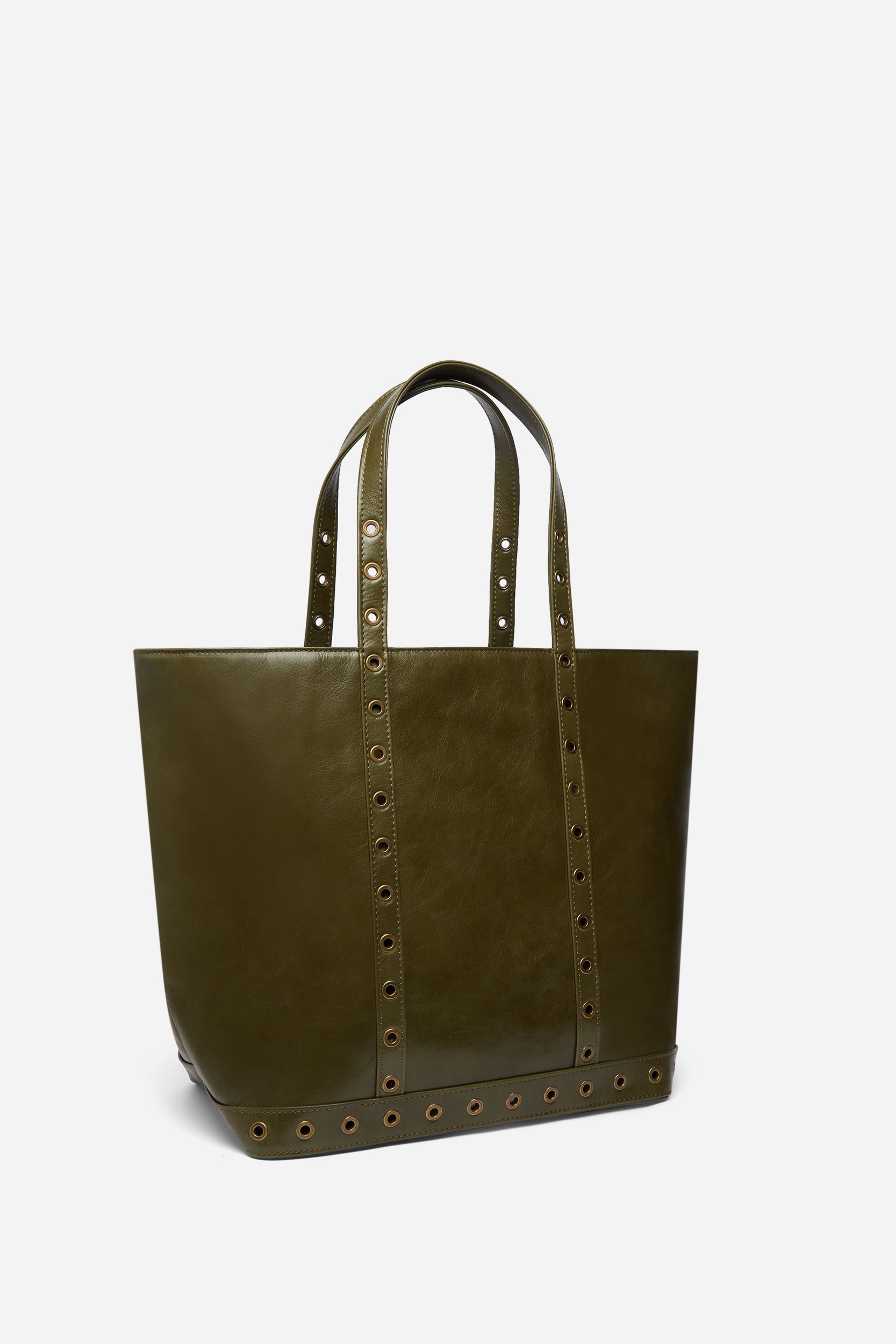 2 QTY NEW // KAKI / Cabas L en Cuir Craquelé - KAKI