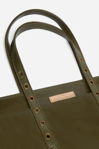 2 QTY NEW // KAKI / Cabas L en Cuir Craquelé - KAKI