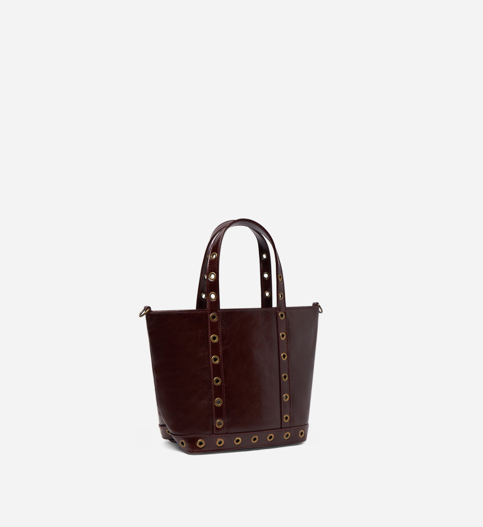 5 QTY NEW // CHOCOLAT / Cabas S en Cuir Craquelé - CHOCOLAT