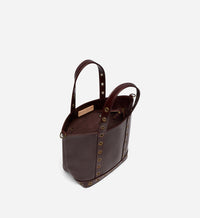 5 QTY NEW // CHOCOLAT / Cabas S en Cuir Craquelé - CHOCOLAT