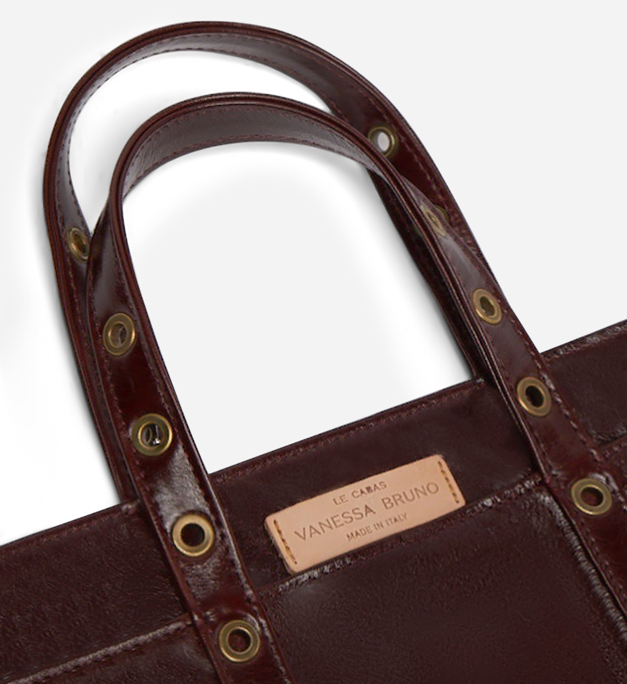 5 QTY NEW // CHOCOLAT / Cabas S en Cuir Craquelé - CHOCOLAT