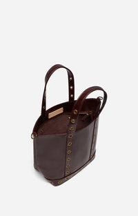 5 QTY NEW // CHOCOLAT / Cabas S en Cuir Craquelé - CHOCOLAT