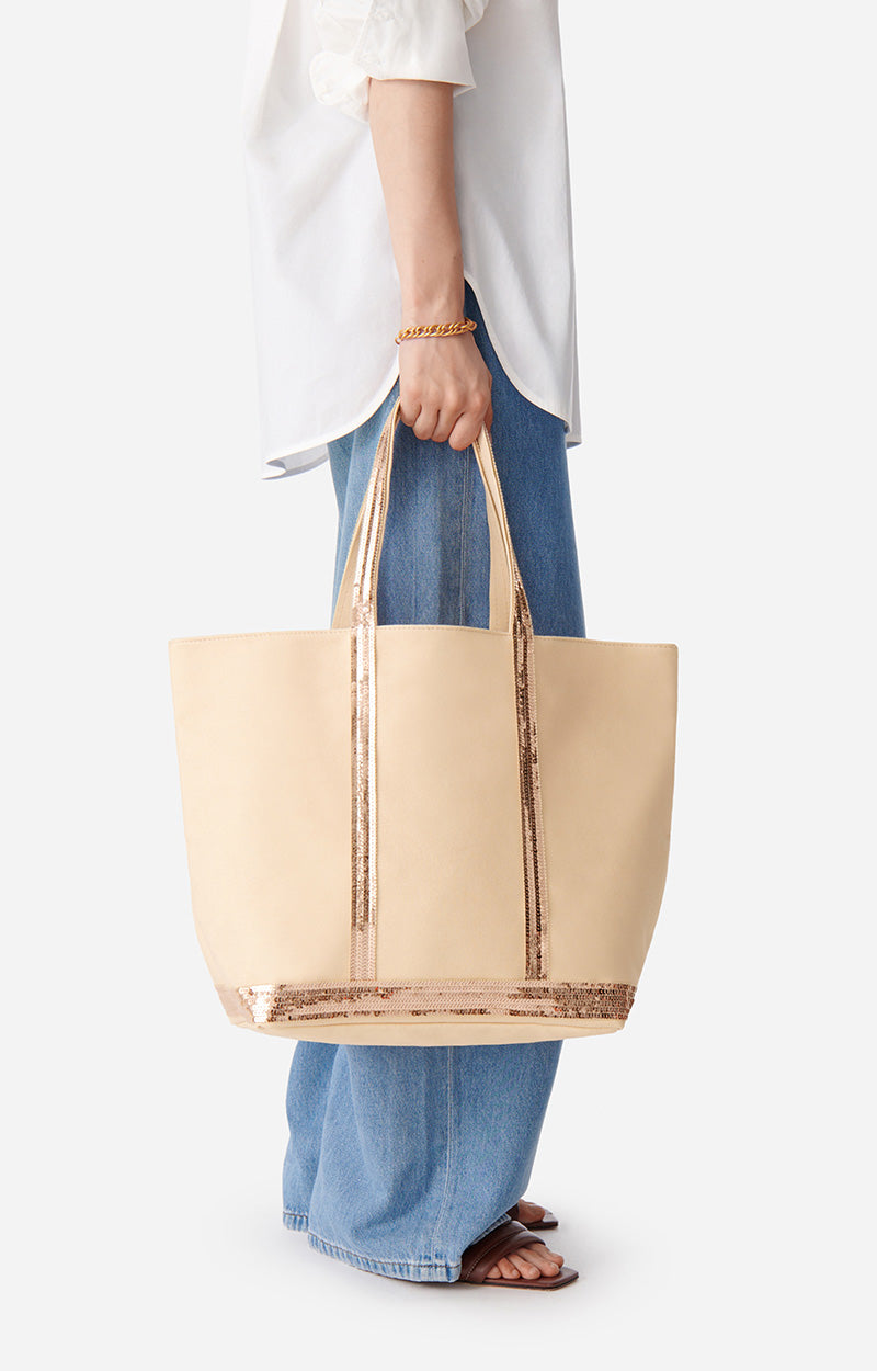 45 QTY NEW // CREME / Cabas L En Toile - CREME